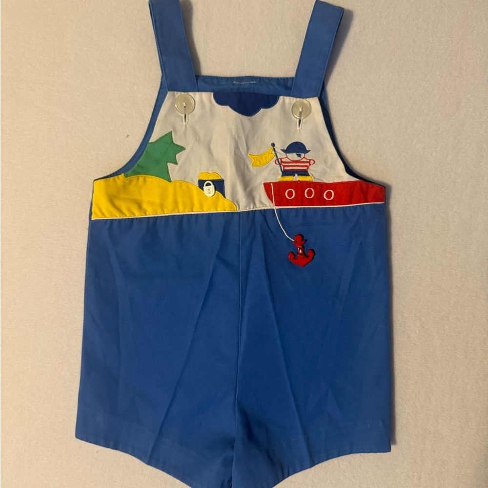Vintage Blue Nautical Kids Overalls